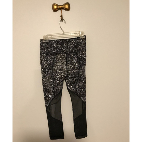 Lululemon Pace Rival Crop (Marathon) Splatter White Black / Black - Size 4 - Picture 4 of 11